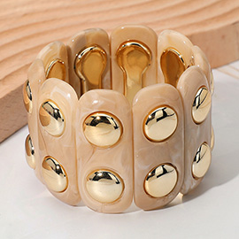 Chunky Wide Marbled Resin Dome Stretch Bracelet