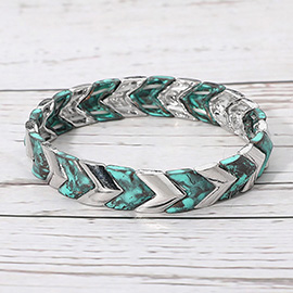 Burnished Metal Chevron Stretch Bracelet