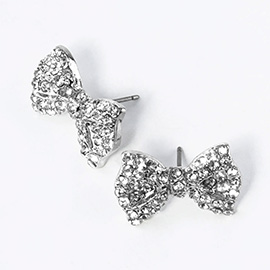 Crystal Rhinestone Bow Stud Earrings