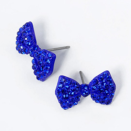 Crystal Rhinestone Bow Stud Earrings