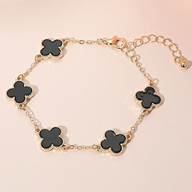 Gold Dipped Quatrefoil Link Chain Bracelet