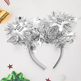 HAPPY NEW YEAR Star Embellished Festive Tinsel Headband