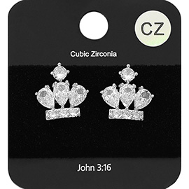CZ Crown Stud Earrings