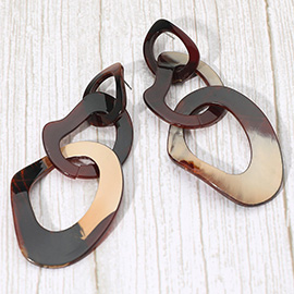 Abstract Patterned Resin Ring Link Drop Earrings