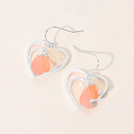Soft Petal Charms Accent Heart Dangle Earrings