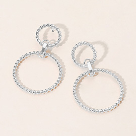 Twisted Metal Wire Double Hoop Link Drop Earrings