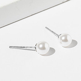 White Gold Dipped Swarovski Pearl Stud Earrings