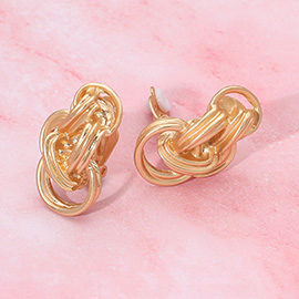 Metal Knot Clip On Earrings
