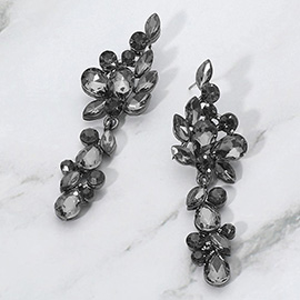 Multi Stone Cluster Vine Dangle Evening Earrings