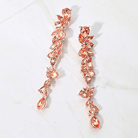 Teardrop Marquise Stone Cluster Embellished Dropdown Evening Earrings