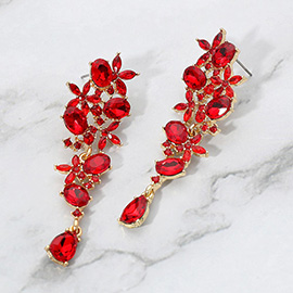 Floral Gem Cluster Drop Evening Earrings