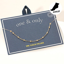 18K Gold Filled Dainty Beaded Station Chain Anklet