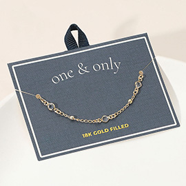 18K Gold Filled Delicate Round Stone Bezel Chain Bracelet