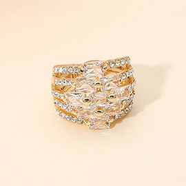 Geometric Baguette Stone Chunky Stretch Ring