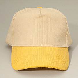 Two Tone Plain Corduroy Baseball Cap