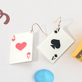 Resin Ace Playing Card Dangle Earrings