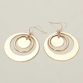 Hammered Metal Triple Circle Dangle Earrings