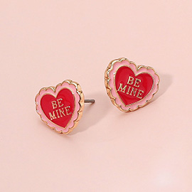 BE MINE Enamel Heart Stud Earrings