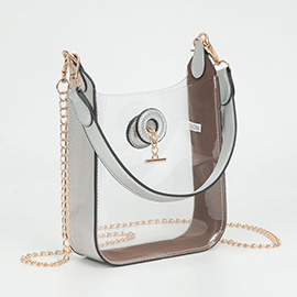 Transparent Faux Leather Chain Shoulder Mini Crossbody Bag