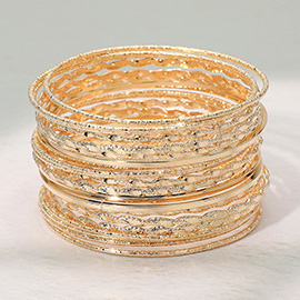 21PCS - Textured Metal Stackable Multi Layered Bangle Bracelets