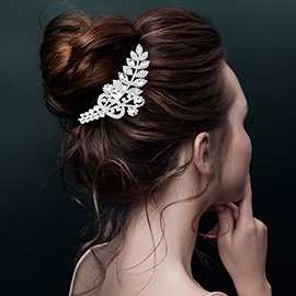 Marquise Rhinestone Leaf Bouquet Hair Comb