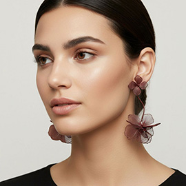 Sculpted Cutout Bloom Drop Statement Earrings