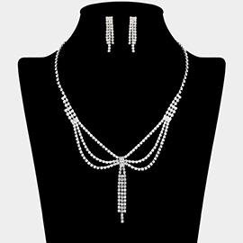 Layered Draped Rhinestone Tassel Necklace