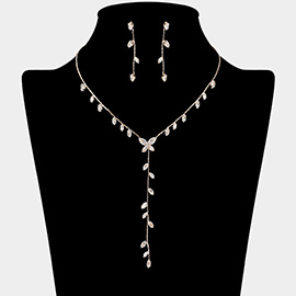 CZ Marquise Stone Cluster Leaf Vine Necklace