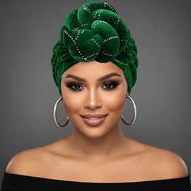 Elegant Rhinestone Studded Knot Turban Hair Wrap