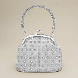 Elegant Rhinestone Embellished Top Handle Evening Crossbody Bag