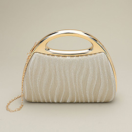 Shimmering Structured Evening Clutch Crossbody Bag