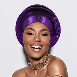 Floral Accent Structured Turban Hair Wrap