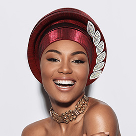 Stone Paved Marquise Leaf Accent Layered Turban Hair Wrap