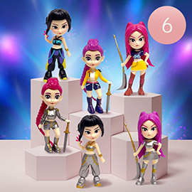 6PCS - Kpop Demon Hunters Huntrix Figure Keychain Blind Box Trading Card