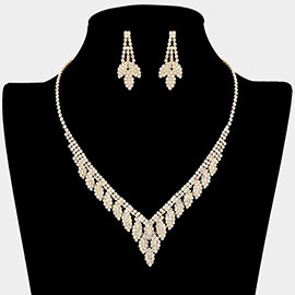 Rhinestone Paved Marquise Shape Embellished V-shape Necklace