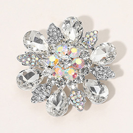 Floral Glass Stone Pin Brooch