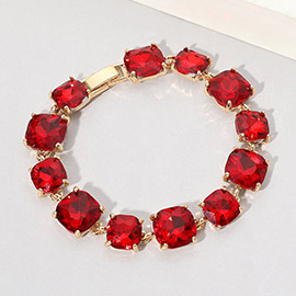 Cushion Square Stone Link Evening Bracelet