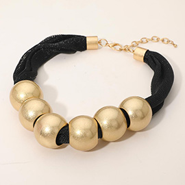 Bold Ball Beaded Mesh Chain Statement Necklace