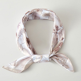 Watercolor Floral Pattern Printed Square Silky Satin Bandana Scarf