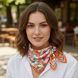 Vibrant Fruit Print Square Patchwork Square Silky Satin Bandana Scarf