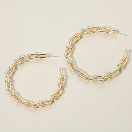 Gold Dipped Oversized Industrial Chain Link Hoop Earrings