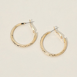 Gold Dipped Textured Hoop Earrings