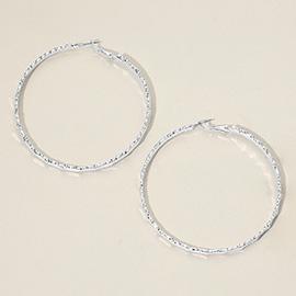 Silver Dipped Textured Hoop Earrings