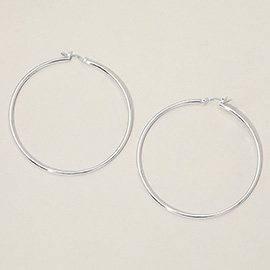 Silver Dipped Classic Pin Catch Hoop Earrings
