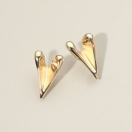 Gold Dipped Abstract Heart Stud Earrings