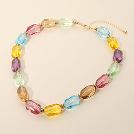 Translucent Resin Pebble Beaded Statement Necklace