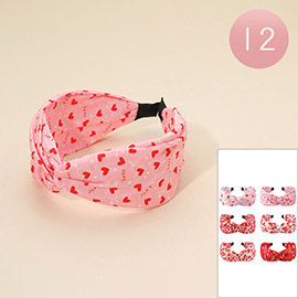 12PCS - Heart Pattern Knot Headbands