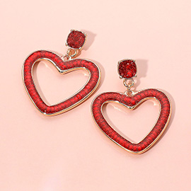 Glitter Open Heart Dangle Earrings