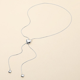 SECRET BOX_Stainless Steel Adjustable Heart Slider Pendant Necklace