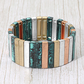 Rectangle Bar Metal Stretch Bracelet